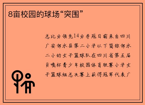 8亩校园的球场“突围”